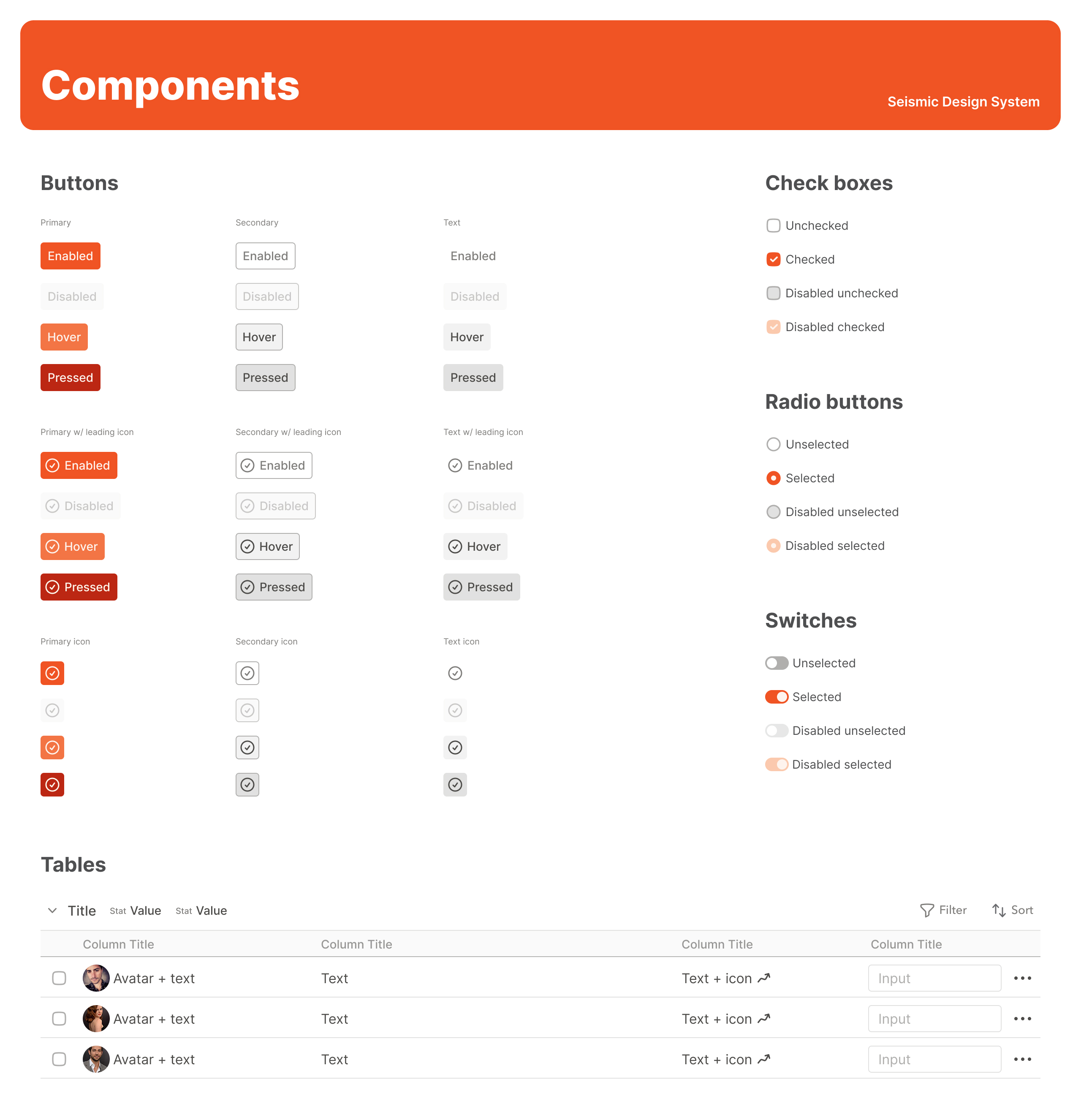 Seismo design system components